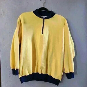 Boundary waters half zip sweater crew neck yellow and blue size M vintage